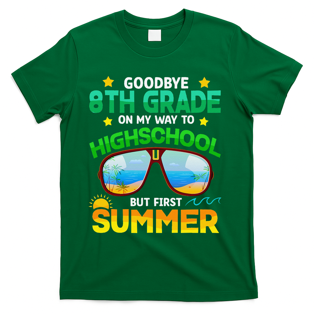 8th Grade Way To High School Grade First Summer Graduation T-Shirt - Green