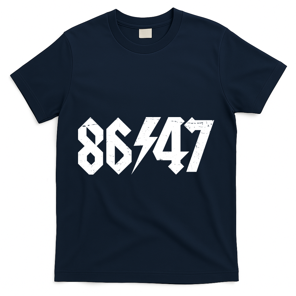 8647 Retro Vintage 80s Style Rock Anti Trump T-Shirt - Navy