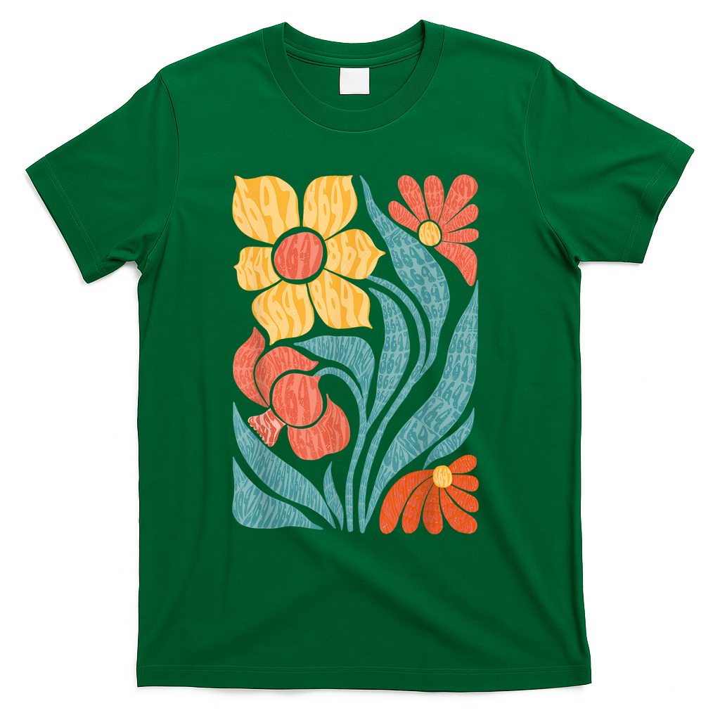 8647 Subtle Anti Trump Floral Boho T-Shirt - Green