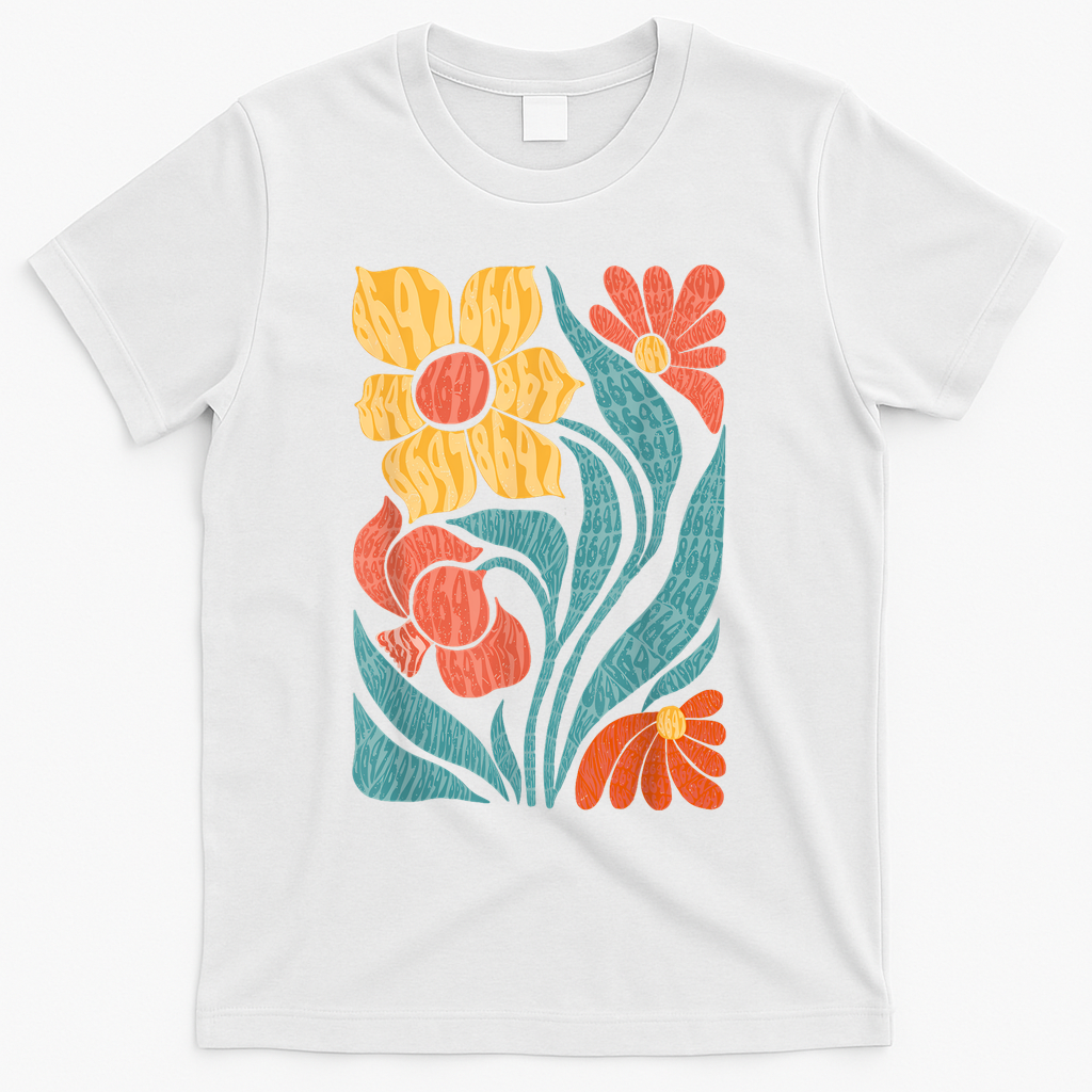 8647 Subtle Anti Trump Floral Boho T-Shirt - White
