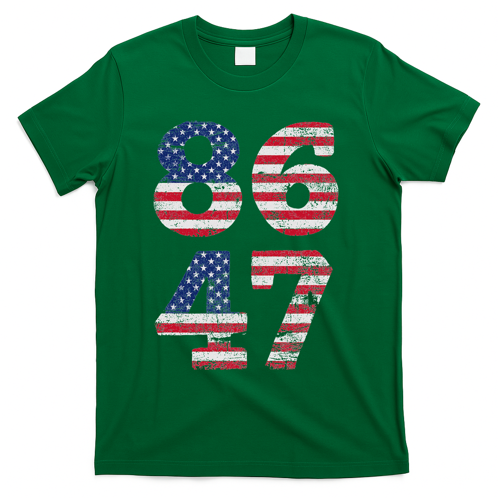 8647 Subtle Anti Trump Ironic Distressed Usa Flag T-Shirt - Green