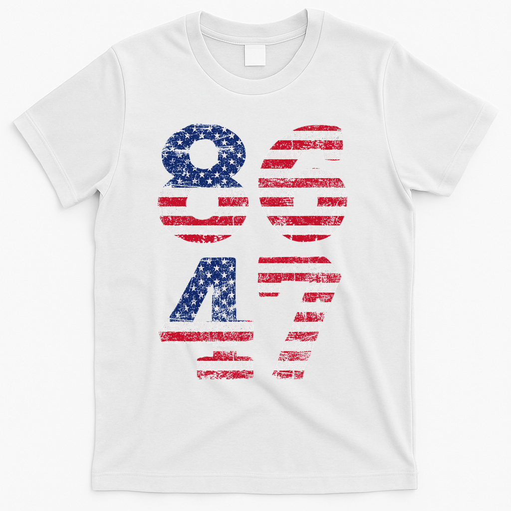 8647 Subtle Anti Trump Ironic Distressed Usa Flag T-Shirt - White