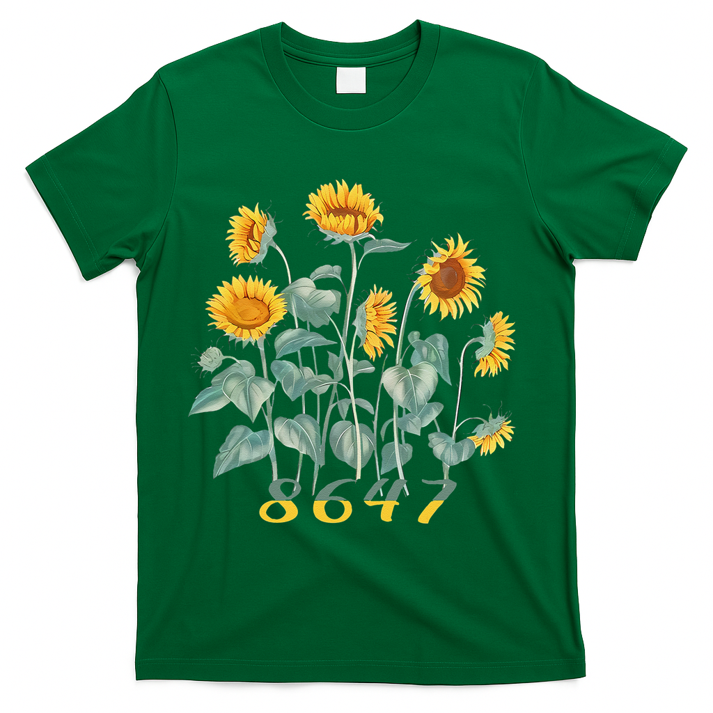 8647 Subtle Anti Trump 86 47 Sunflower Support Ukraine T-Shirt - Green