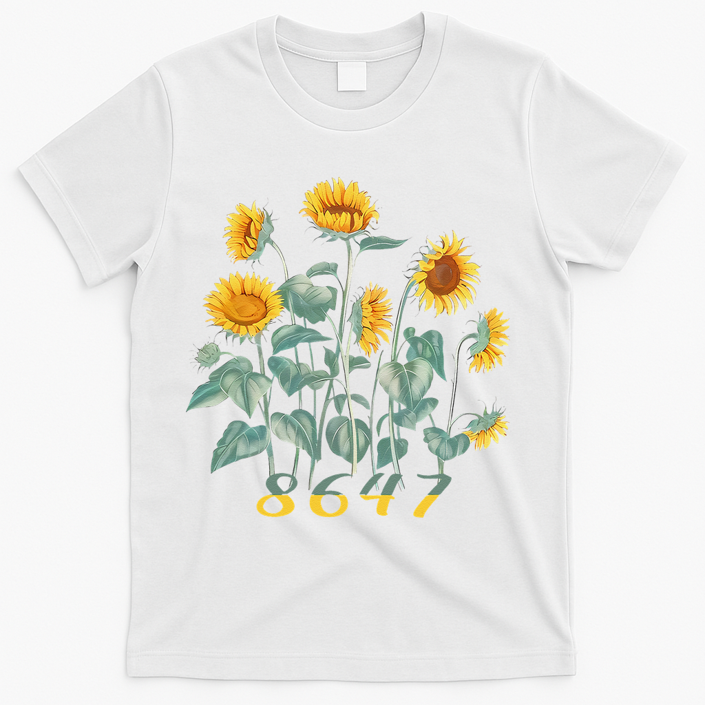 8647 Subtle Anti Trump 86 47 Sunflower Support Ukraine T-Shirt - White
