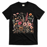 8647 Subtle Anti Trump 86 47 Floral Boho Style T-Shirt - Black