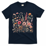 8647 Subtle Anti Trump 86 47 Floral Boho Style T-Shirt - Navy