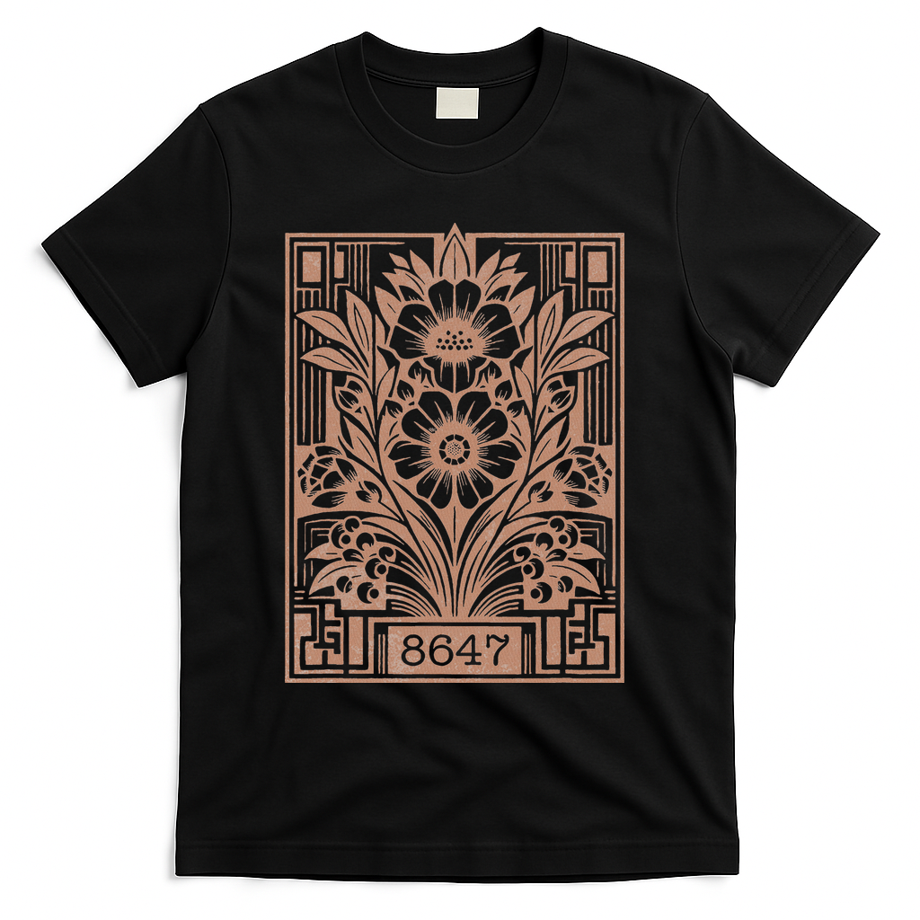 8647 Subtle Anti Trump Anti Maga 86 47 Floral T-Shirt - Black