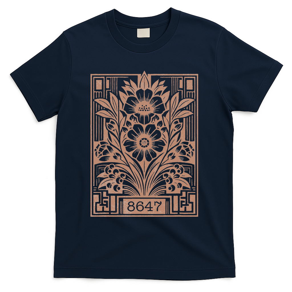 8647 Subtle Anti Trump Anti Maga 86 47 Floral T-Shirt - Navy