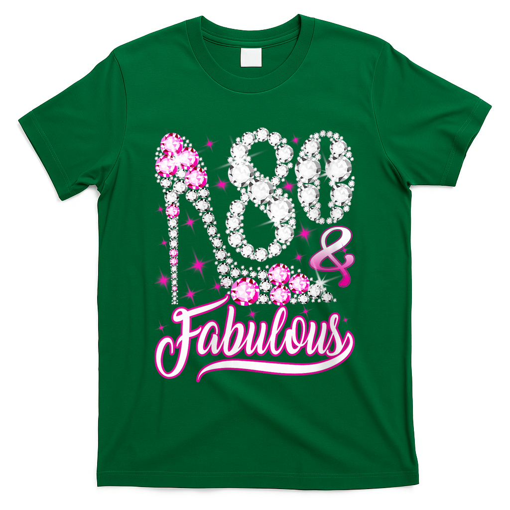 80 Years Old Gifts 80 & Fabulous 80th Birthday Pink Diamond T-Shirt