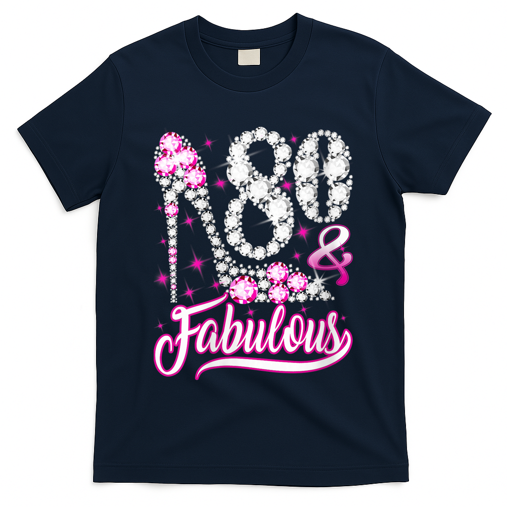 80 Years Old Gifts 80 & Fabulous 80th Birthday Pink Diamond T-Shirt
