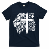 Man Of God Husband Daddy Protector Hero Dad Lion Jesus Cross T-Shirt