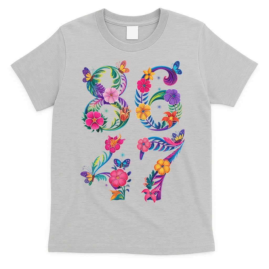 8647 Subtle Anti Trump 86 47 Floral Boho Style T-Shirt