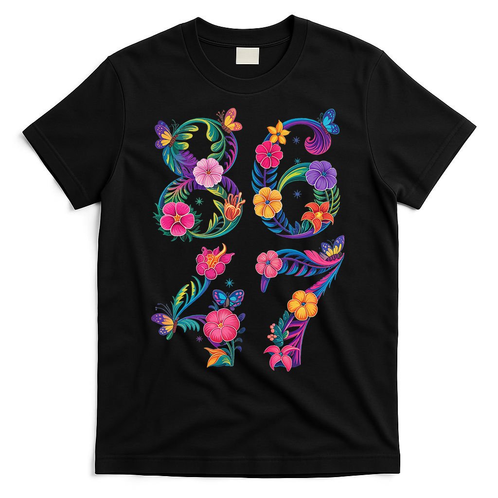 8647 Subtle Anti Trump 86 47 Floral Boho Style T-Shirt