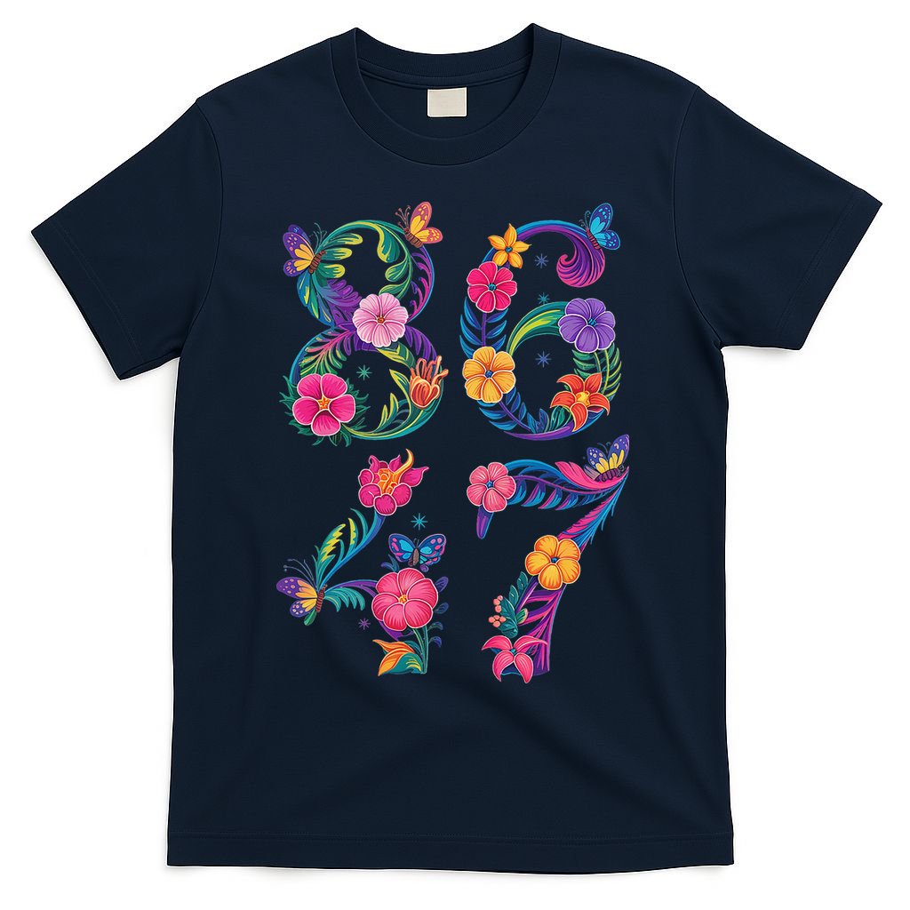 8647 Subtle Anti Trump 86 47 Floral Boho Style T-Shirt