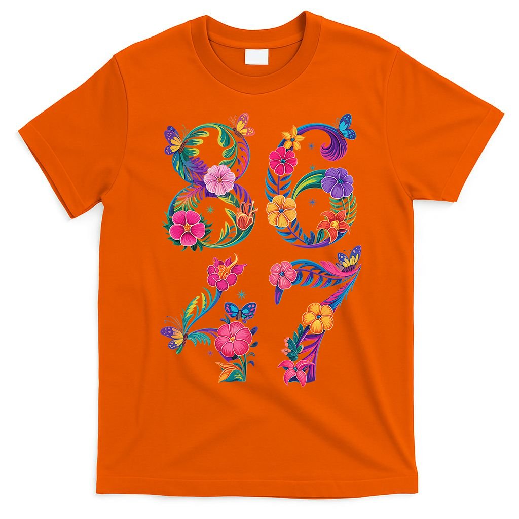 8647 Subtle Anti Trump 86 47 Floral Boho Style T-Shirt
