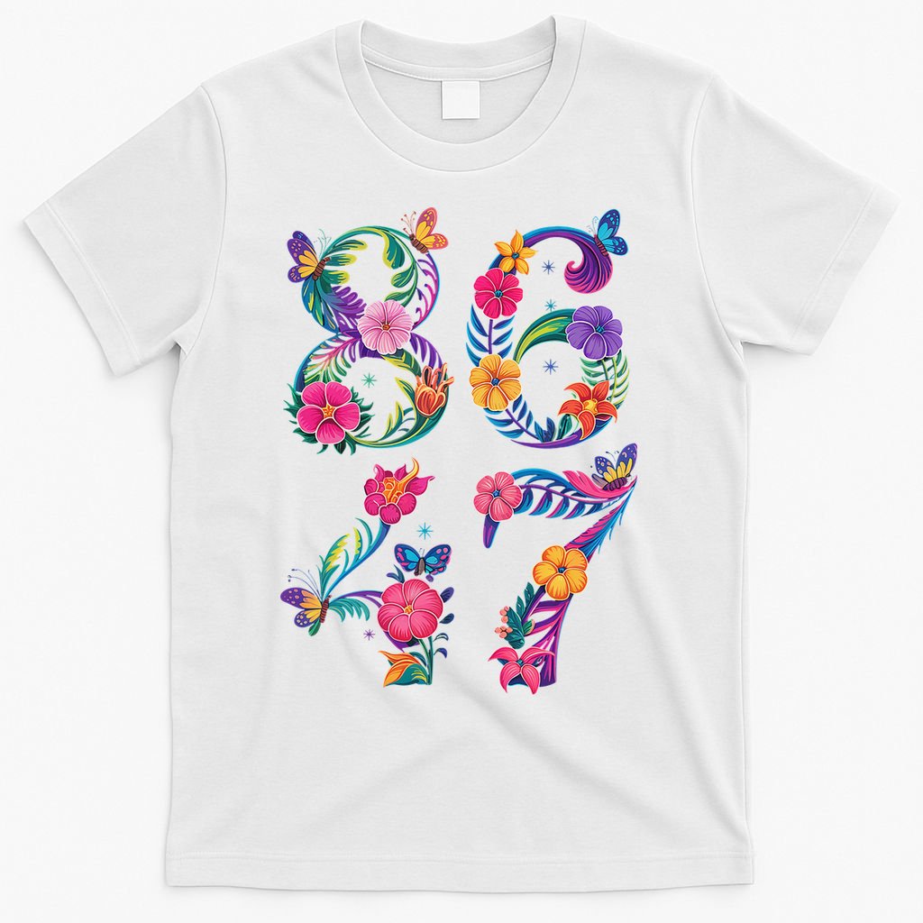8647 Subtle Anti Trump 86 47 Floral Boho Style T-Shirt