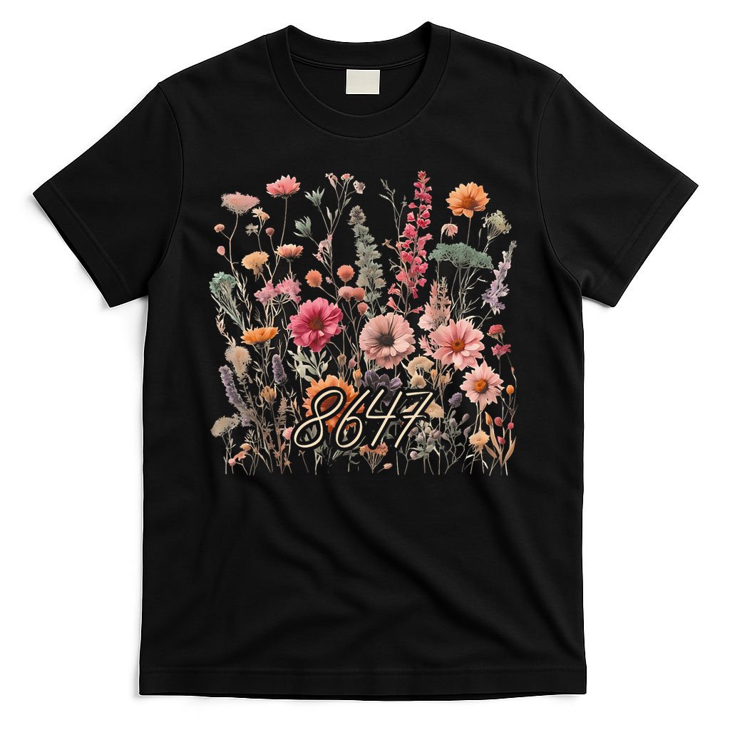 8647 Subtle Anti Trump 86 47 Floral Boho Style T-Shirt