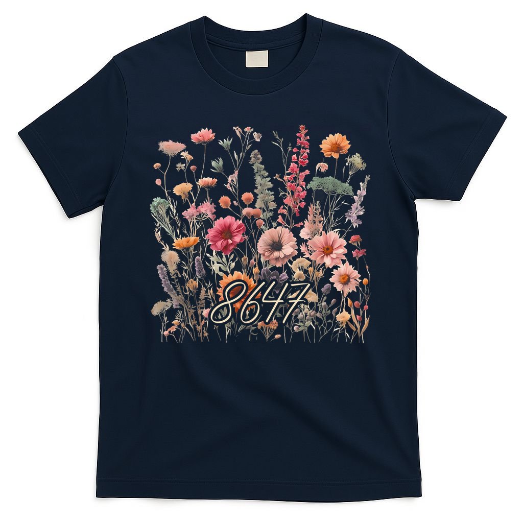 8647 Subtle Anti Trump 86 47 Floral Boho Style T-Shirt
