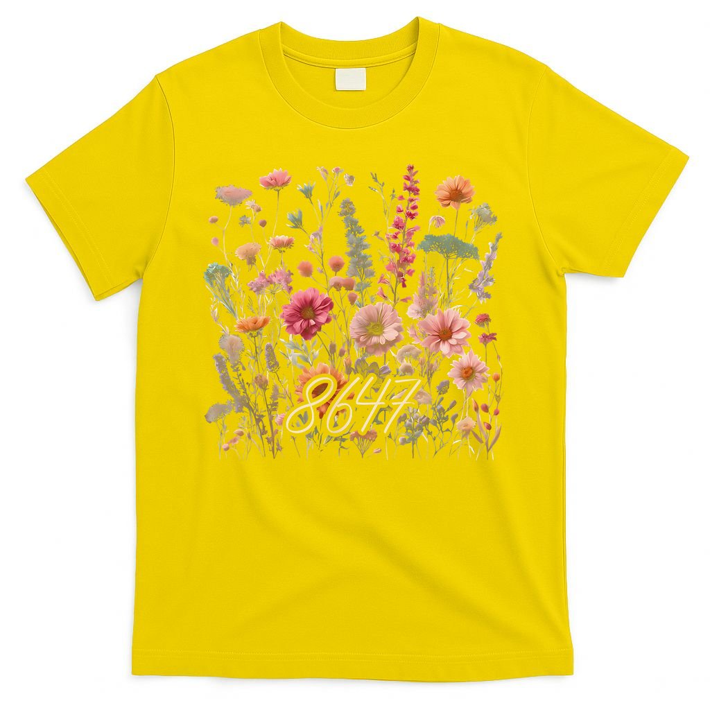 8647 Subtle Anti Trump 86 47 Floral Boho Style T-Shirt