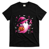 Halloween Pink Ghost Witch Breast Cancer Awareness Women T-Shirt