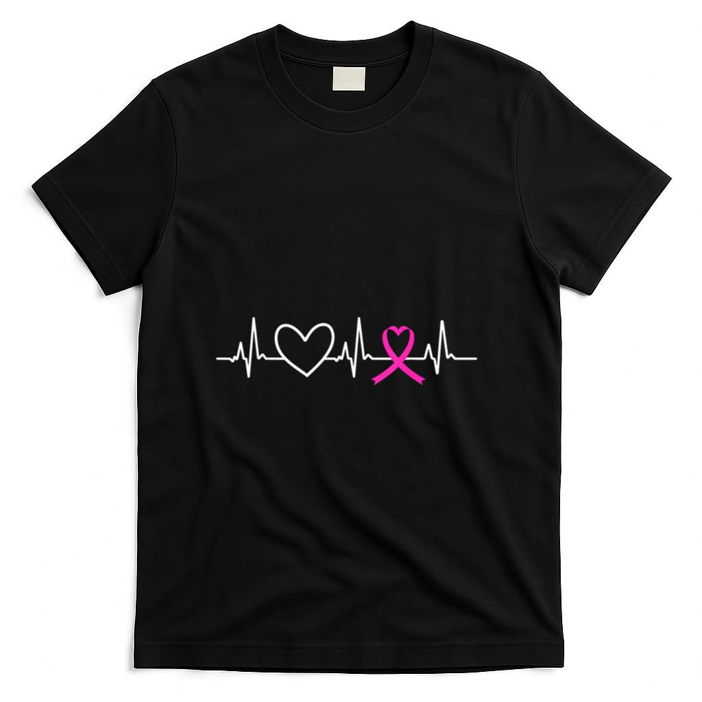 Breast Cancer Awareness Month Pink Ribbon Heartbeat Gifts T-Shirt