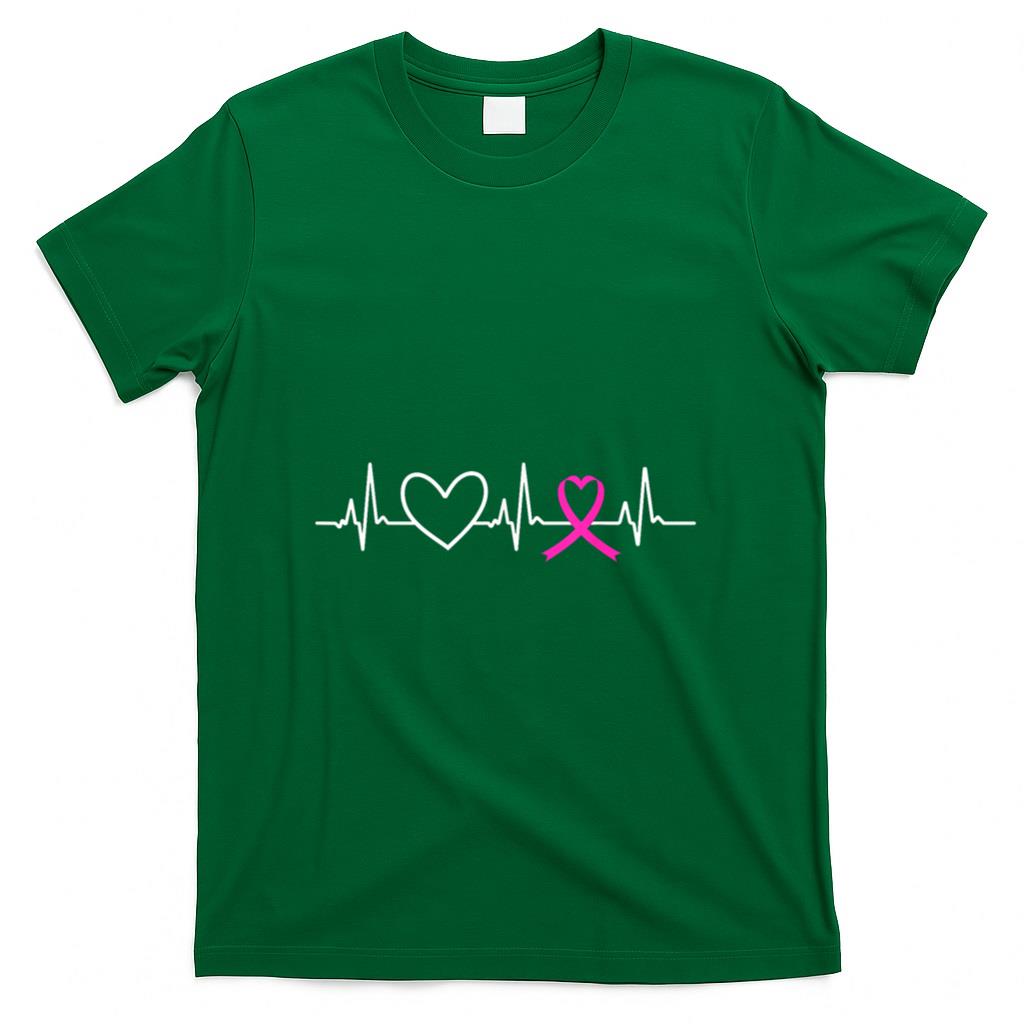 Breast Cancer Awareness Month Pink Ribbon Heartbeat Gifts T-Shirt