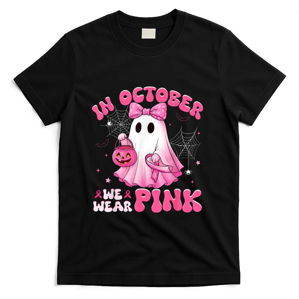 Halloween in October We Wear Pink Breast Cancer Awareness T-Shirt_1