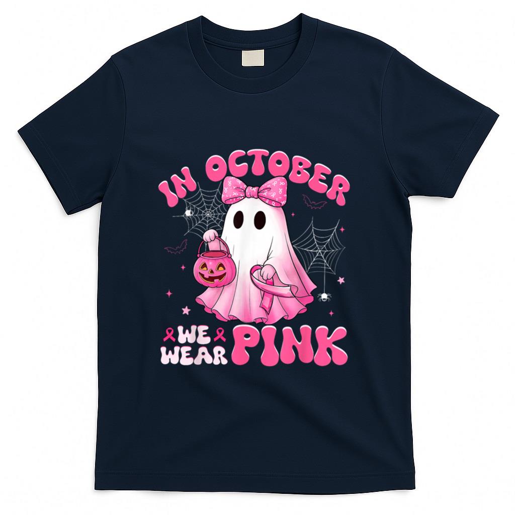 Halloween in October We Wear Pink Breast Cancer Awareness T-Shirt_1