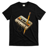 Retro Nostalgia - Retro Cassette and Pencil Funny 80s 90s Mixtape Nostalgia T-Shirt