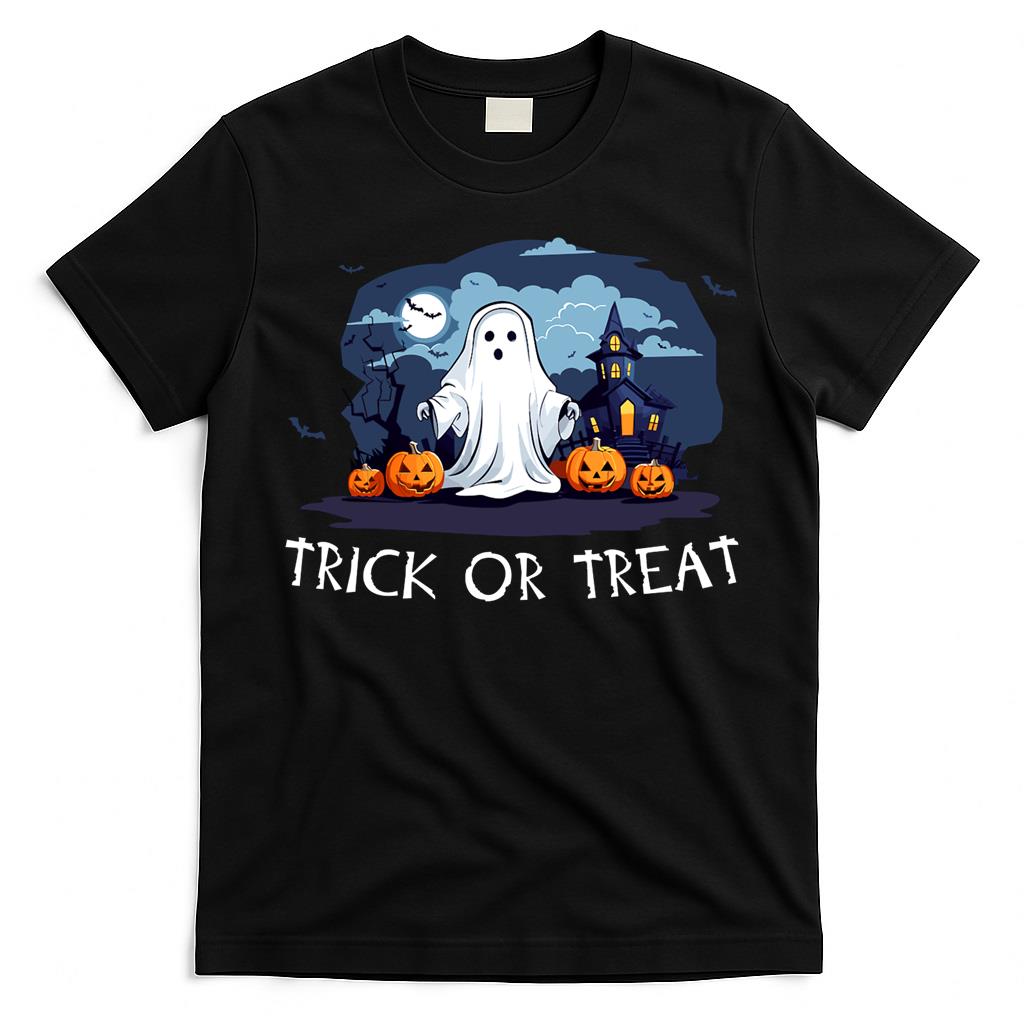Trick or treat halloween ghost on dark colors Essential T-Shirt