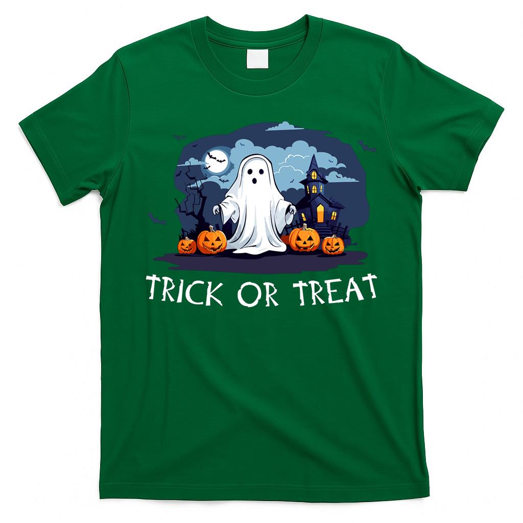 Trick or treat halloween ghost on dark colors Essential T-Shirt