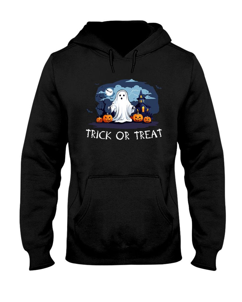 Trick or treat halloween ghost on dark colors Essential T-Shirt