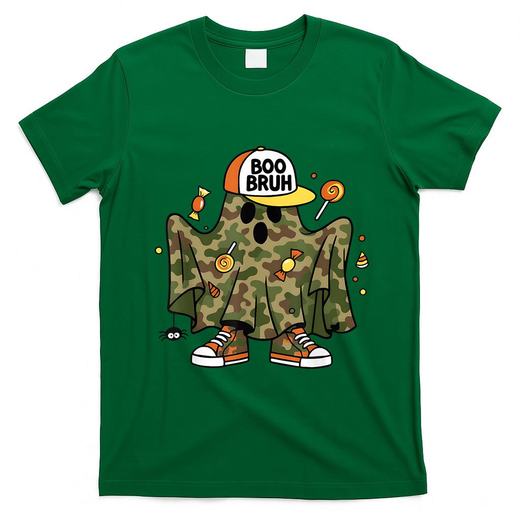 Boo Bruh Funny Halloween Camo Ghost Trick or Treat T-Shirt