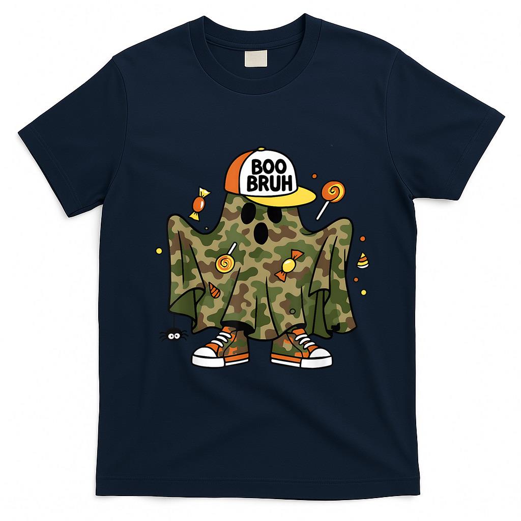 Boo Bruh Funny Halloween Camo Ghost Trick or Treat T-Shirt