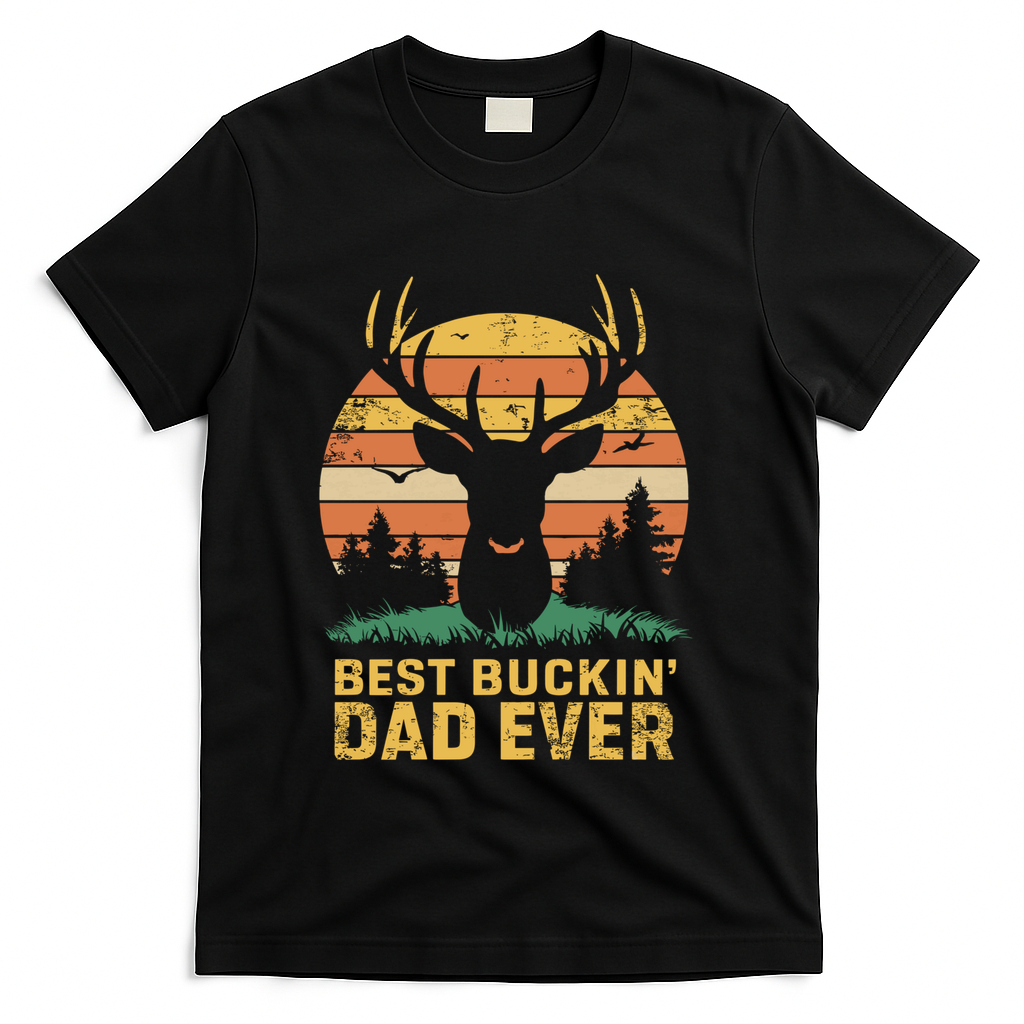 Vintage Best Buckin Dad Ever Deer Hunters Dad Hunting Gift T-Shirt