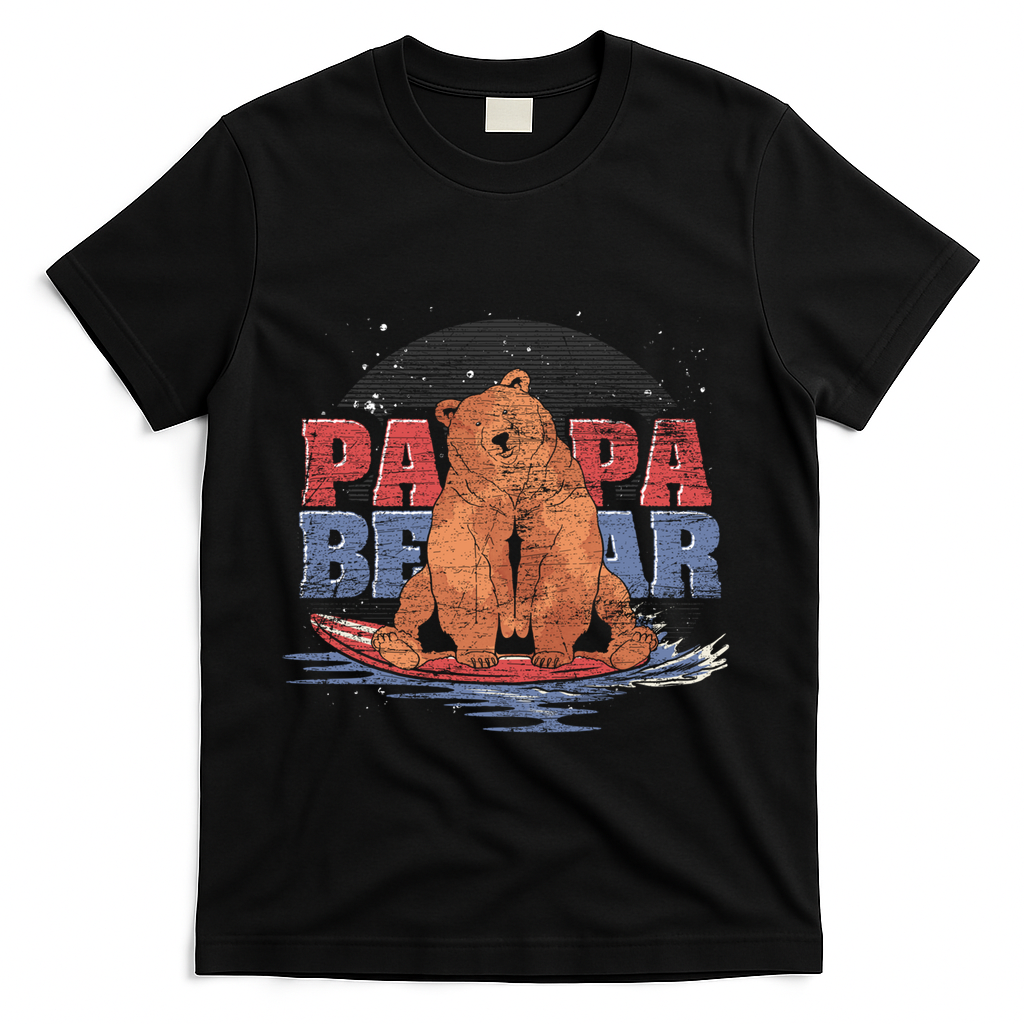 Surfing Bear Family Dad Cute Animal Daddy Papa Bear Gift T-Shirt