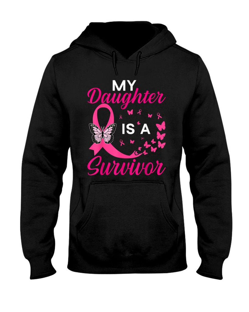 My Daughter Is A Survivor Breast Cancer Awareness Butterfly T-Shirt