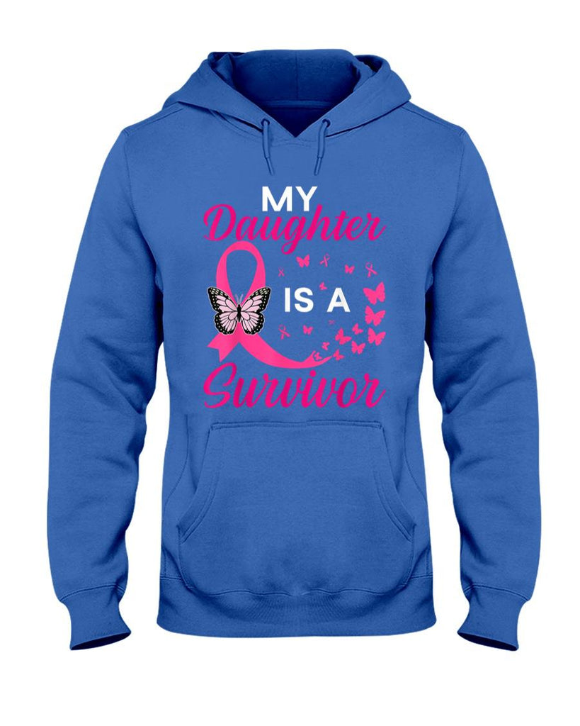 My Daughter Is A Survivor Breast Cancer Awareness Butterfly T-Shirt