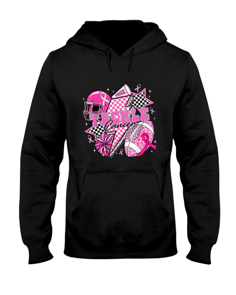Tackle Cancer Football Pink Ribbon Cheer Breast Cancer Aware T-Shirt