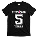 5 Years Breast Cancer Survivor Gifts For Women Pink Ribbon T-Shirt
