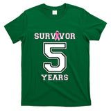 5 Years Breast Cancer Survivor Gifts For Women Pink Ribbon T-Shirt