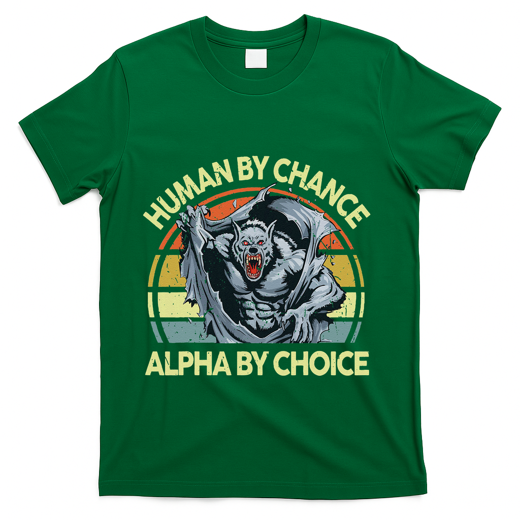 Wolf Dad Human By Chance Alpha By Choice Funny Daddy Papa T-Shirt