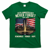 9/11 25th Anniversary Never Forget 911 Memorial 2001-2026 USA T-Shirt - Irish Green