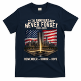 9/11 25th Anniversary Never Forget 911 Memorial 2001-2026 USA T-Shirt - Navy Blue