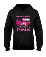 In October We Wear Pink Breast Cancer flag football men T-Shirt