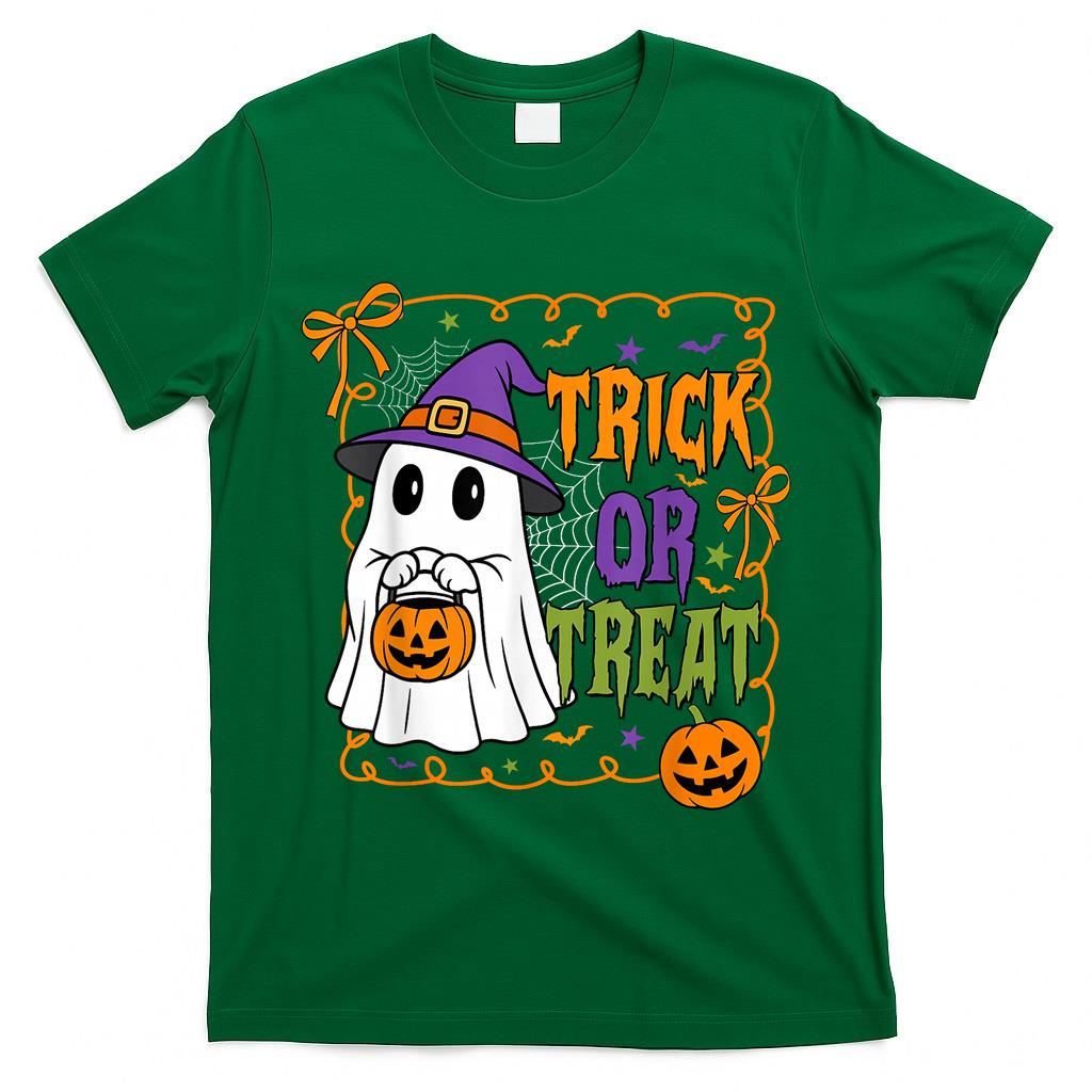 Trick Or Treat Happy Halloween Pumpkin Ghost Boy Girl Kids T-Shirt