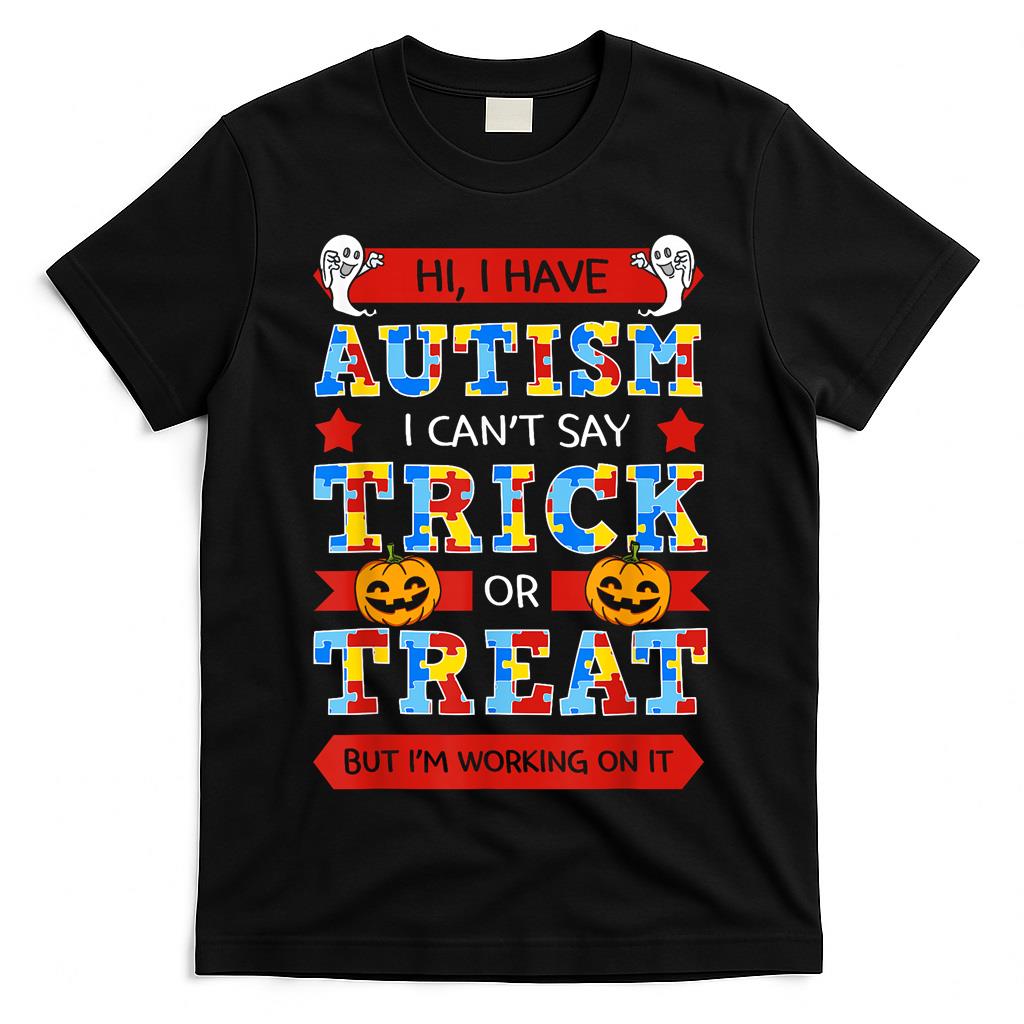 Autism ASD Awareness Puzzle Pieces Halloween Trick Or Treat T-Shirt