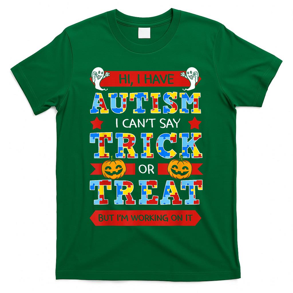 Autism ASD Awareness Puzzle Pieces Halloween Trick Or Treat T-Shirt