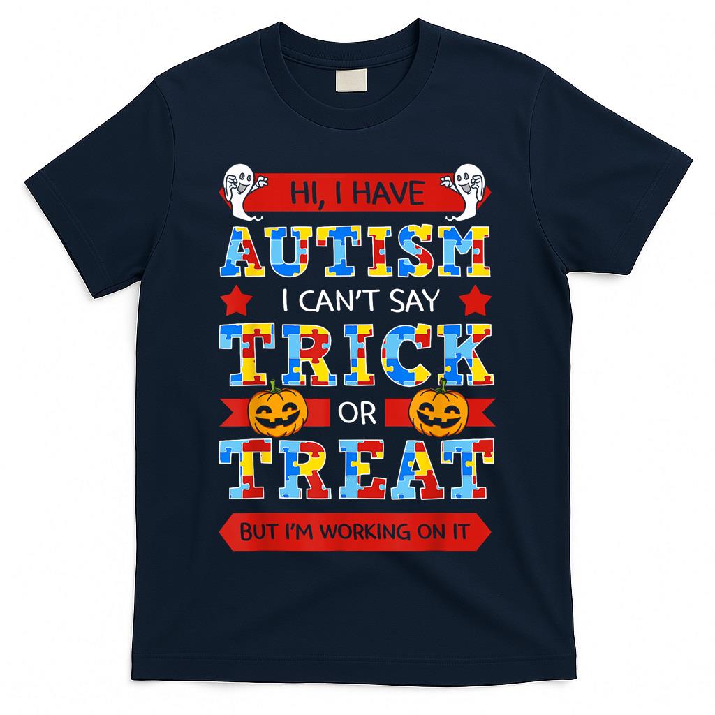Autism ASD Awareness Puzzle Pieces Halloween Trick Or Treat T-Shirt