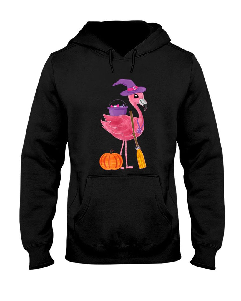 Cute Halloween Flamingo Witch Hat Costume Trick or Treating T-Shirt